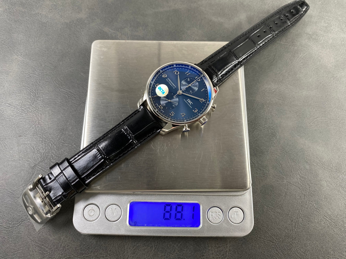 Portugieser Chrono IW371606 OCTA 1:1 Best Edition Blue Dial on Black Leather Strap DD69355 Super Clone