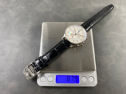 Portugieser Chrono IW371604 OCTA 1:1 Best Edition White/YG Dial on Black Leather Strap DD69355 Super Clone