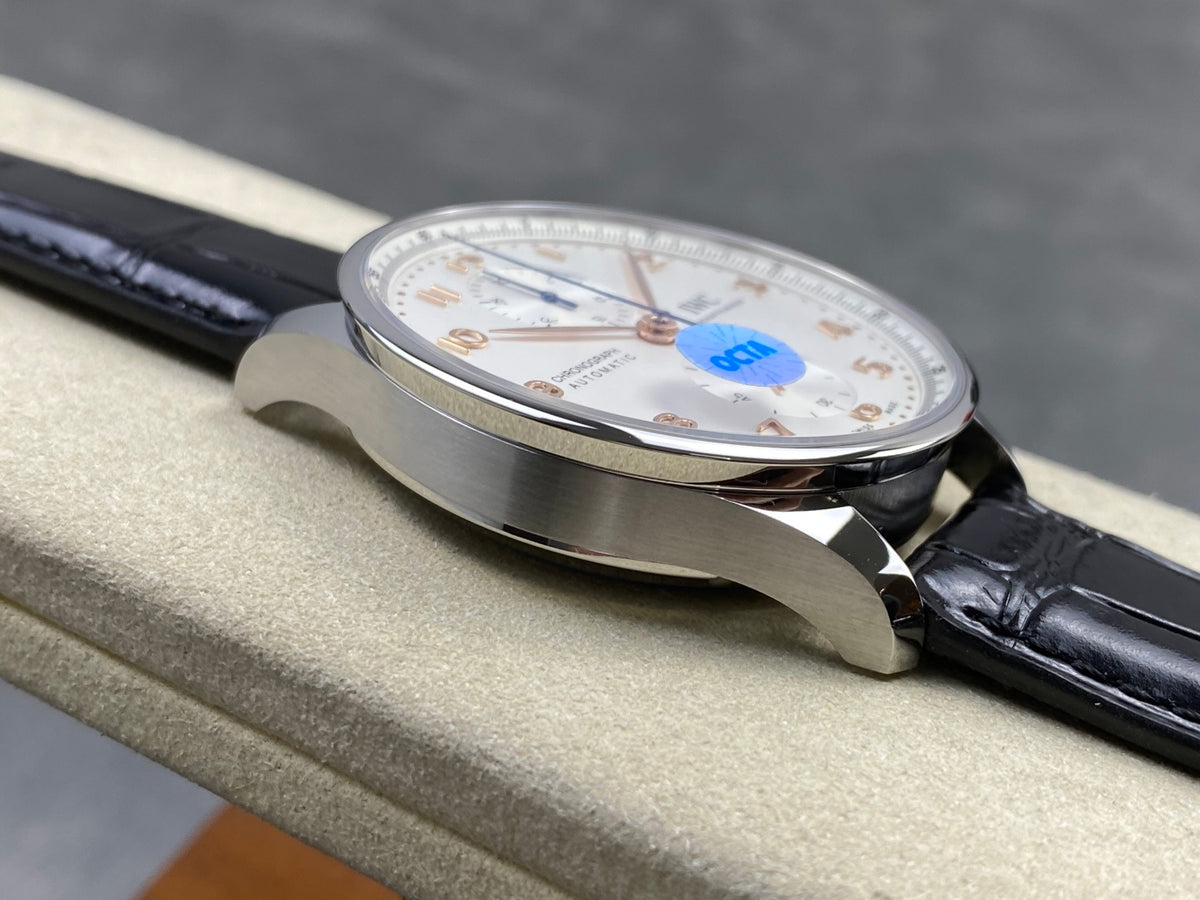 Portugieser Chrono IW371604 OCTA 1:1 Best Edition White/YG Dial on Black Leather Strap DD69355 Super Clone
