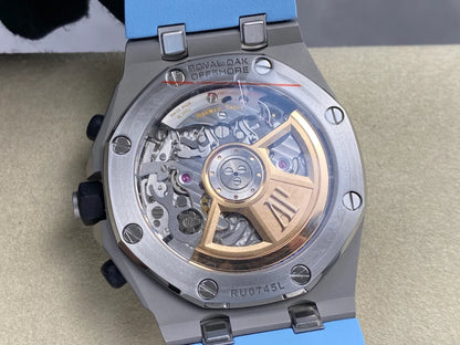 Royal Oak Offshore Chronograph 42mm 26238ST Stainless Steel Case OCTA 1:1 Best Edition Baby Blue on Blue Rubber Strap SA4404 Free Sprung