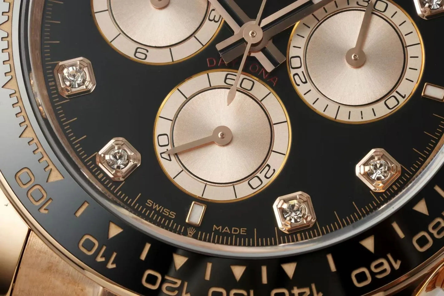 Daytona 126515 ERF Best Edition Black/RG Diamonds Dial on Oysterflex Strap JH4131 (Free Sprung)