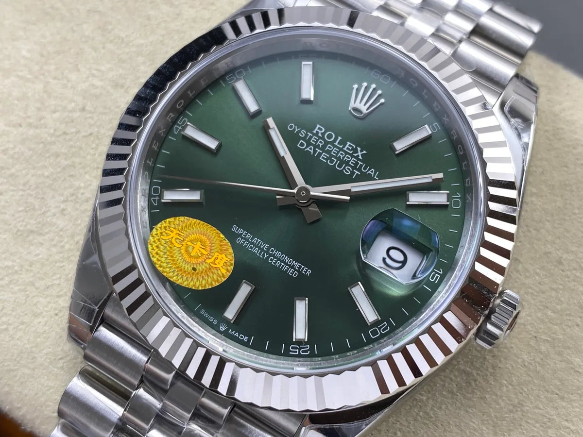Datejust 41 126334 904L SS VSF 1:1 Best Edition Green Stick Dial on Jubilee Bracelet VS3235 V2s (Free Sprung) Weighted