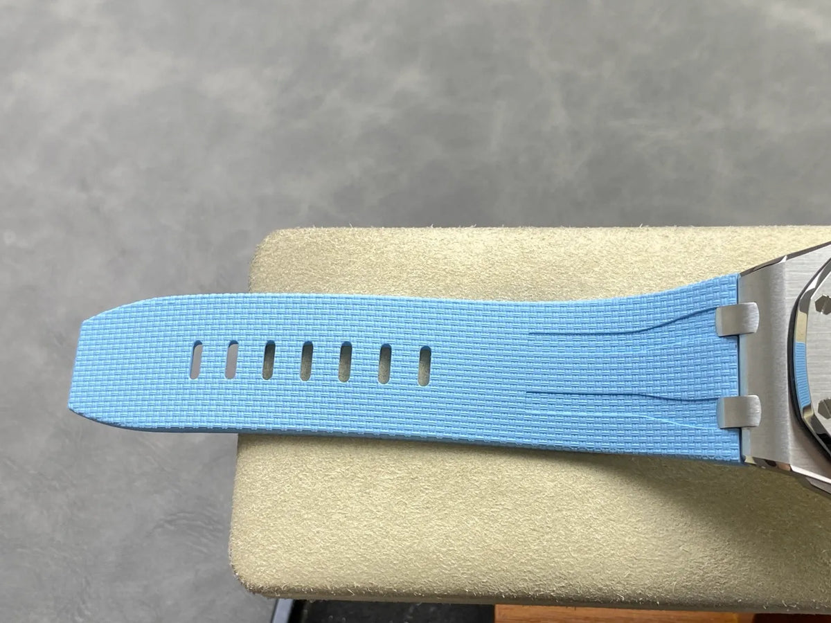 Royal Oak Offshore Chronograph 42mm 26238ST Stainless Steel Case OCTA 1:1 Best Edition Baby Blue on Blue Rubber Strap SA4404 Free Sprung