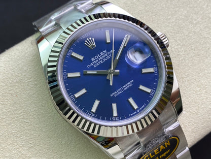 DateJust 41 126334 Clean 1:1 Best Edition 904L Steel Blue Stick Dial on Oyster Bracelet DD3235
