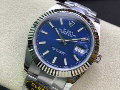 DateJust 41 126334 Clean 1:1 Best Edition 904L Steel Blue Stick Dial on Oyster Bracelet DD3235