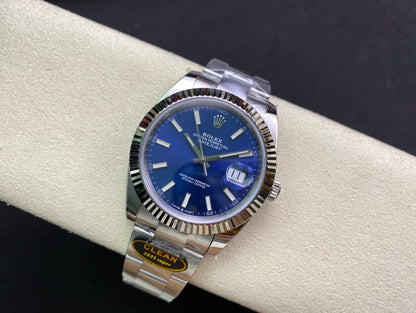 DateJust 41 126334 Clean 1:1 Best Edition 904L Steel Blue Stick Dial on Oyster Bracelet DD3235