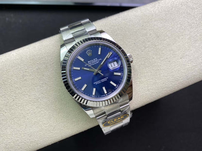 DateJust 41 126334 Clean 1:1 Best Edition 904L Steel Blue Stick Dial on Oyster Bracelet DD3235