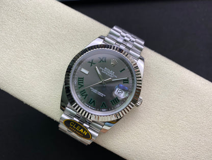 DateJust 41 126334 Clean 1:1 Best Edition 904L Steel Gray Dial Green Roman on Jubilee Bracelet DD3235
