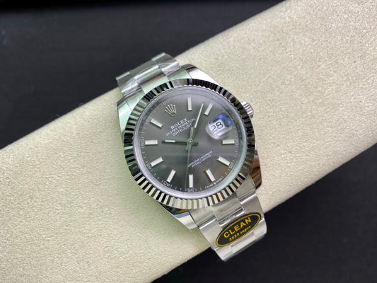 DateJust 41 126334 Clean 1:1 Best Edition 904L Steel Gray Stick Dial on Oyster Bracelet DD3235