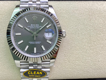 DateJust 41 126334 Clean 1:1 Best Edition 904L Steel Gray Stick Dial on Jubilee Bracelet DD3235