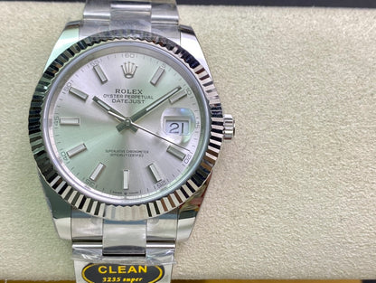 DateJust 41 126334 Clean 1:1 Best Edition 904L Steel Silver Stick Dial on Oyster Bracelet DD3235