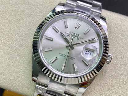 DateJust 41 126334 Clean 1:1 Best Edition 904L Steel Silver Stick Dial on Oyster Bracelet DD3235