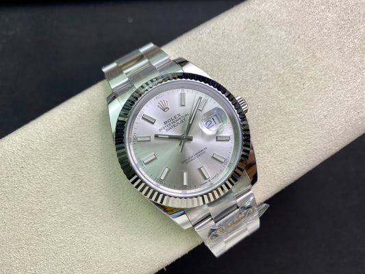 DateJust 41 126334 Clean 1:1 Best Edition 904L Steel Silver Stick Dial on Oyster Bracelet DD3235