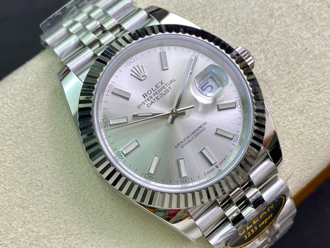 DateJust 41 126334 Clean 1:1 Best Edition 904L Steel Silver Stick Dial on Jubilee Bracelet DD3235