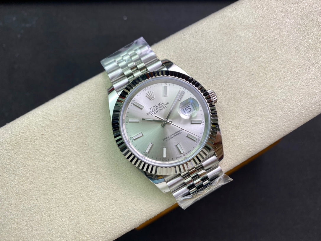 DateJust 41 126334 Clean 1:1 Best Edition 904L Steel Silver Stick Dial on Jubilee Bracelet DD3235