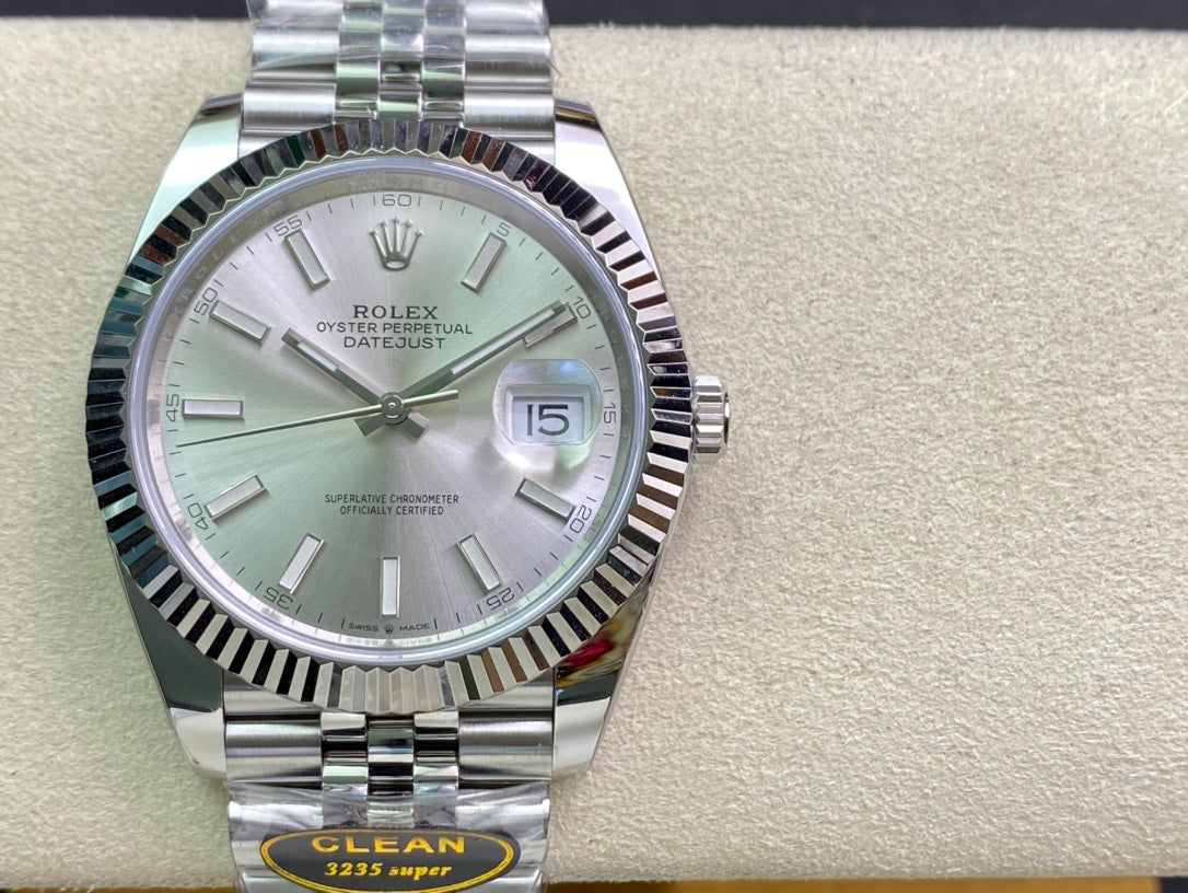 DateJust 41 126334 Clean 1:1 Best Edition 904L Steel Silver Stick Dial on Jubilee Bracelet DD3235