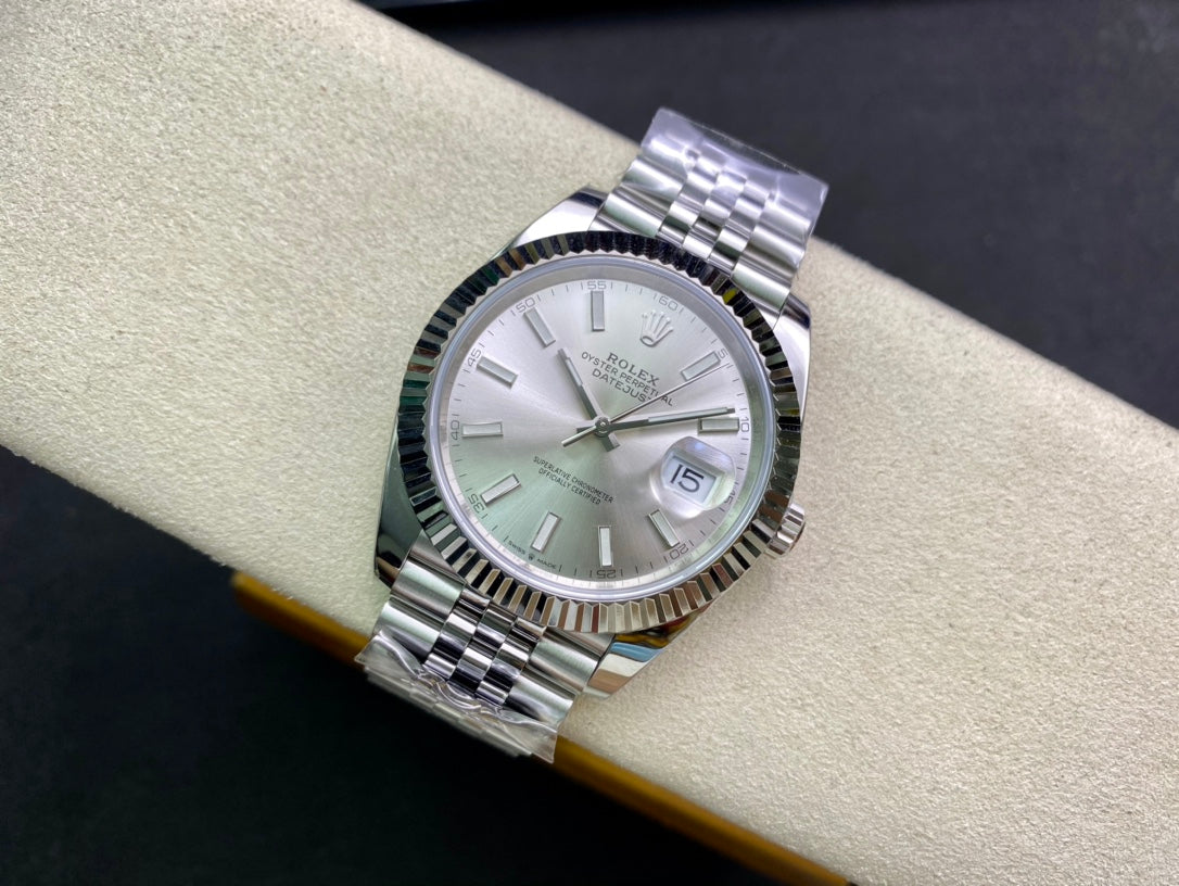 DateJust 41 126334 Clean 1:1 Best Edition 904L Steel Silver Stick Dial on Jubilee Bracelet DD3235