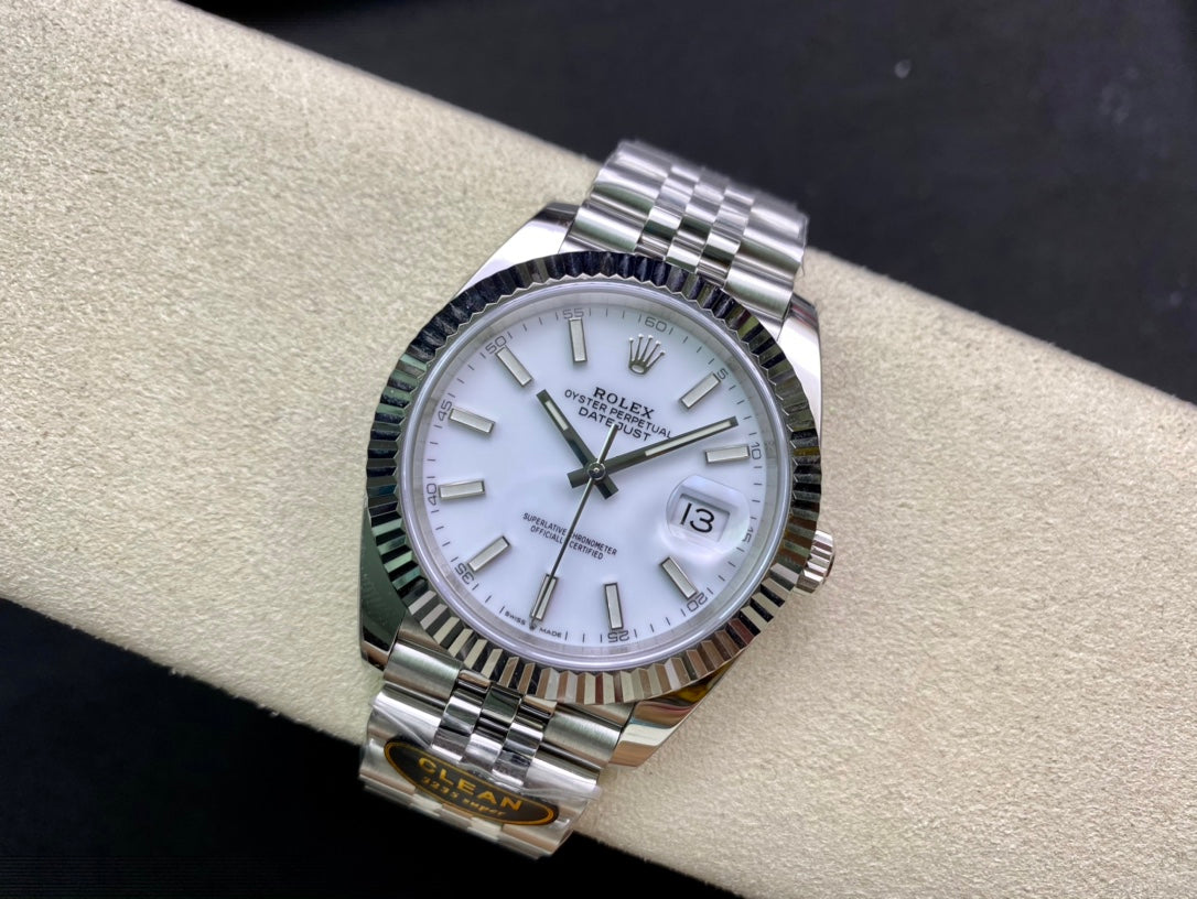 DateJust 41 126334 Clean 1:1 Best Edition 904L Steel White Stick Dial on Jubilee Bracelet DD3235
