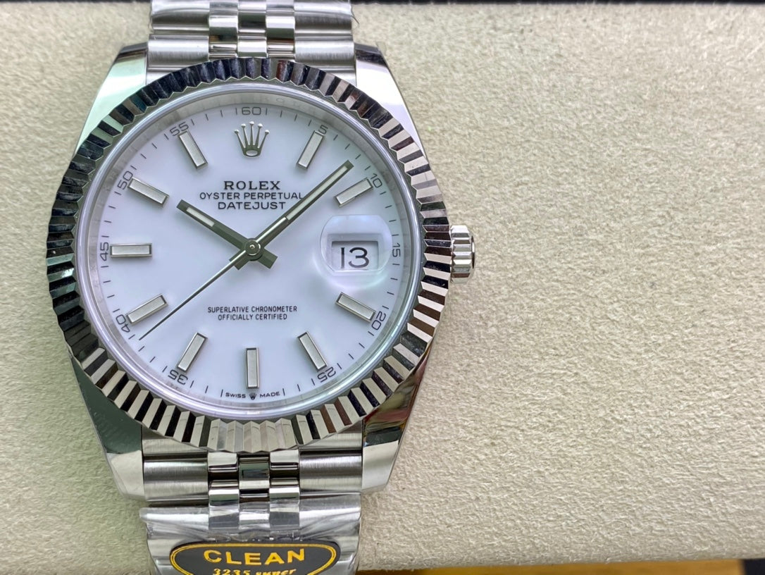 DateJust 41 126334 Clean 1:1 Best Edition 904L Steel White Stick Dial on Jubilee Bracelet DD3235