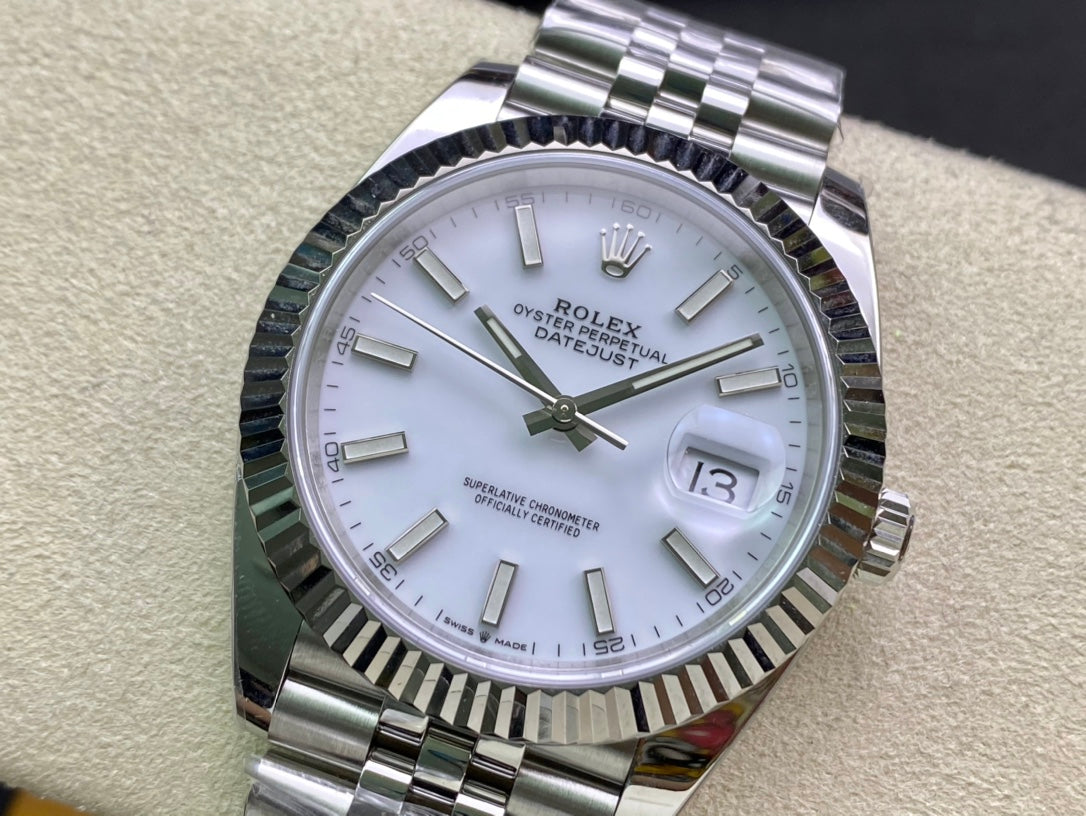 DateJust 41 126334 Clean 1:1 Best Edition 904L Steel White Stick Dial on Jubilee Bracelet DD3235