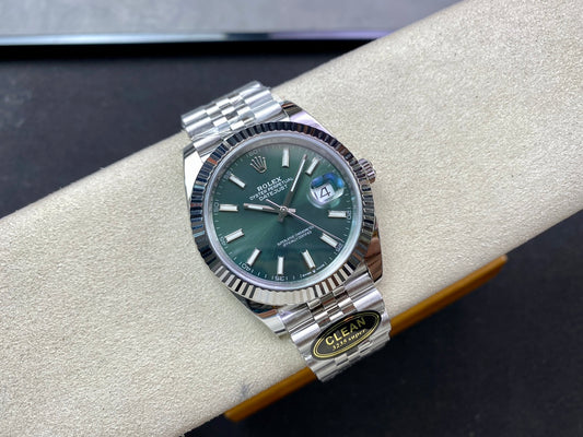 DateJust 41 126334 Clean 1:1 Best Edition 904L Steel Green Stick Dial on Jubilee Bracelet DD3235