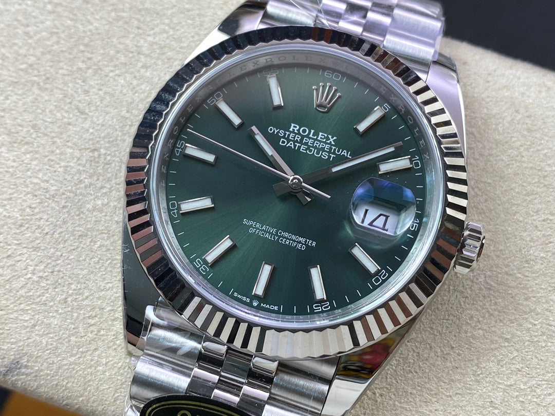 DateJust 41 126334 Clean 1:1 Best Edition 904L Steel Green Stick Dial on Jubilee Bracelet DD3235