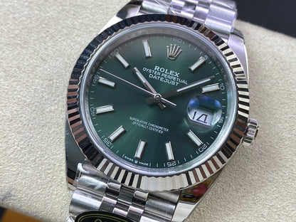 DateJust 41 126334 Clean 1:1 Best Edition 904L Steel Green Stick Dial on Jubilee Bracelet DD3235