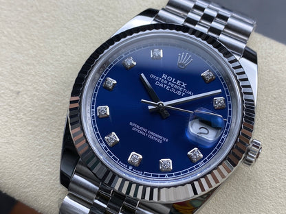 DateJust 41 126334 Clean 1:1 Best Edition 904L Steel Blue/Moissanite Dial on Jubilee Bracelet DD3235