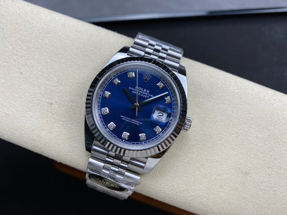 DateJust 41 126334 Clean 1:1 Best Edition 904L Steel Blue/Moissanite Dial on Jubilee Bracelet DD3235