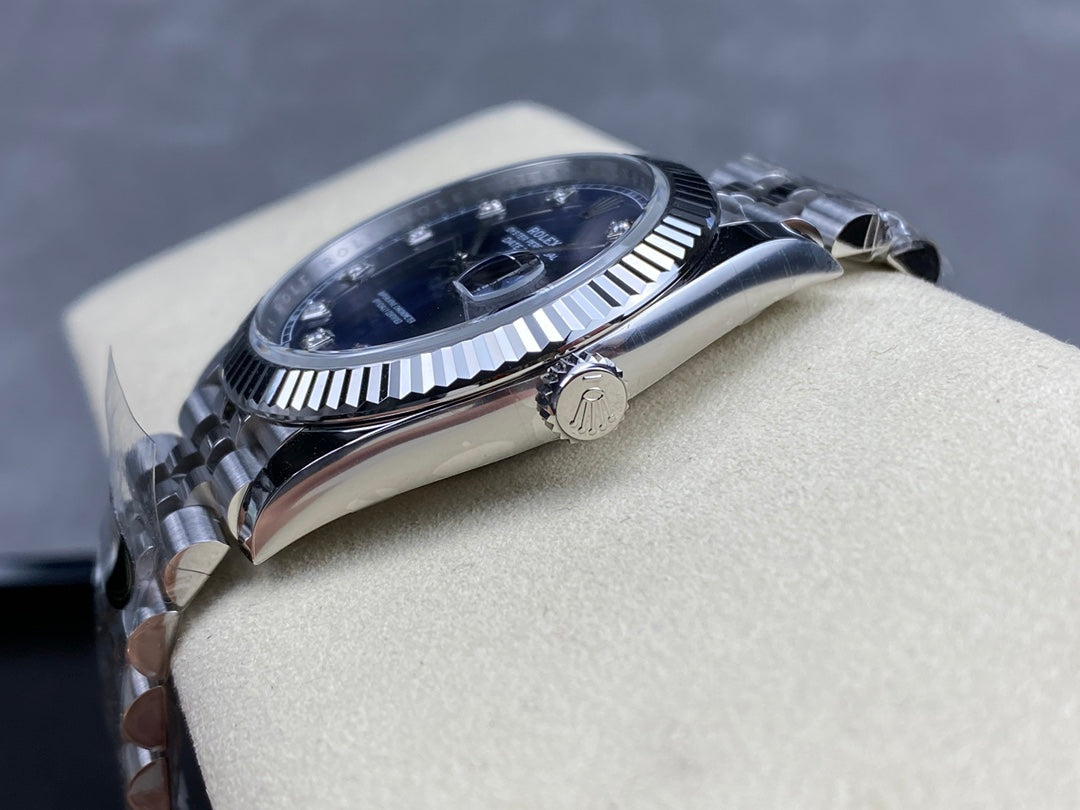 DateJust 41 126334 Clean 1:1 Best Edition 904L Steel Blue/Moissanite Dial on Jubilee Bracelet DD3235