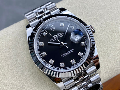 DateJust 41 126334 Clean 1:1 Best Edition 904L Steel Black/Moissanite Dial on Jubilee Bracelet DD3235