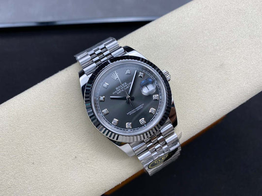 DateJust 41 126334 Clean 1:1 Best Edition 904L Steel Gray/Moissanite Dial on Jubilee Bracelet DD3235
