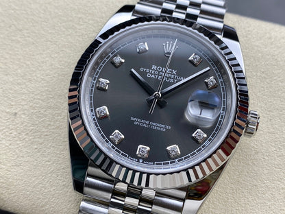 DateJust 41 126334 Clean 1:1 Best Edition 904L Steel Gray/Moissanite Dial on Jubilee Bracelet DD3235