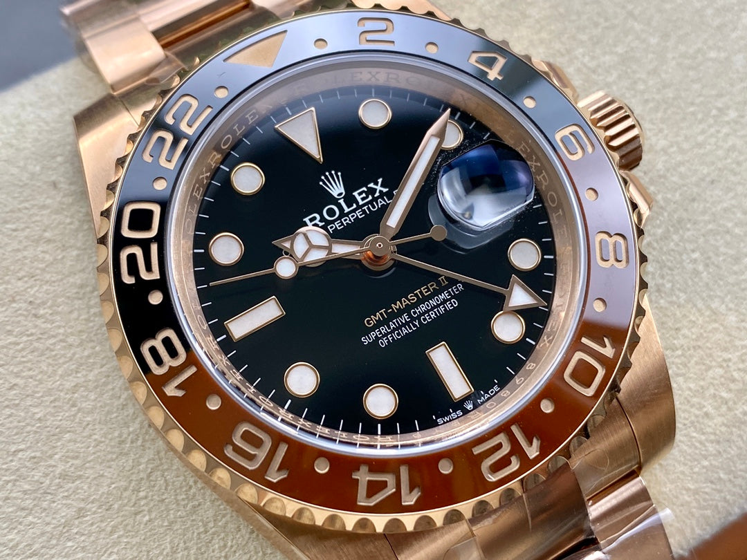 GMT-Master II 126715 CHNR Black/Brown Ceramic Clean Factory 1:1 Best Edition on RG Jubilee Bracelet DD3285 CHS V3