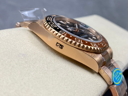GMT-Master II 126715 CHNR Black/Brown Ceramic Clean Factory 1:1 Best Edition on RG Jubilee Bracelet DD3285 CHS V3