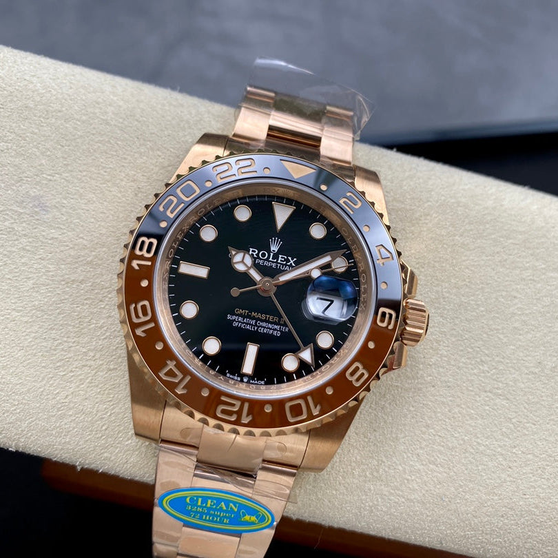 GMT-Master II 126715 CHNR Black/Brown Ceramic Clean Factory 1:1 Best Edition on RG Jubilee Bracelet DD3285 CHS V3
