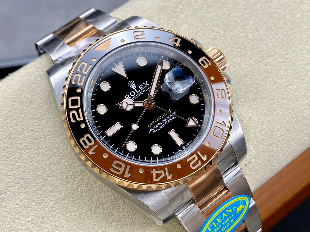 GMT-Master II 126711 CHNR Black/Brown Ceramic Clean Factory 1:1 Best Edition on SS/RG Jubilee Bracelet DD3285 CHS V3