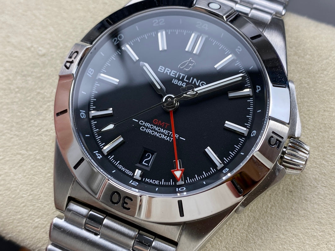 Chronomat GMT 40 SS BLS 1:1 Best Edition Black Dial on SS Bracelet A2836