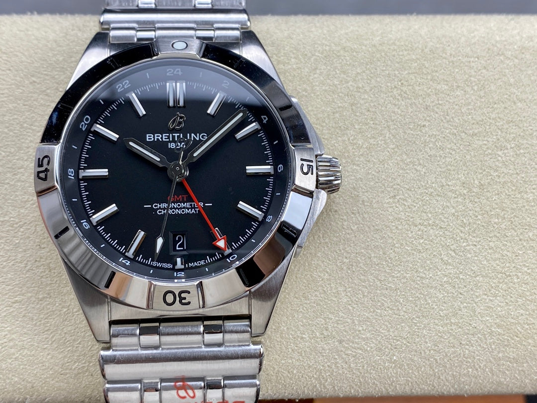 Chronomat GMT 40 SS BLS 1:1 Best Edition Black Dial on SS Bracelet A2836