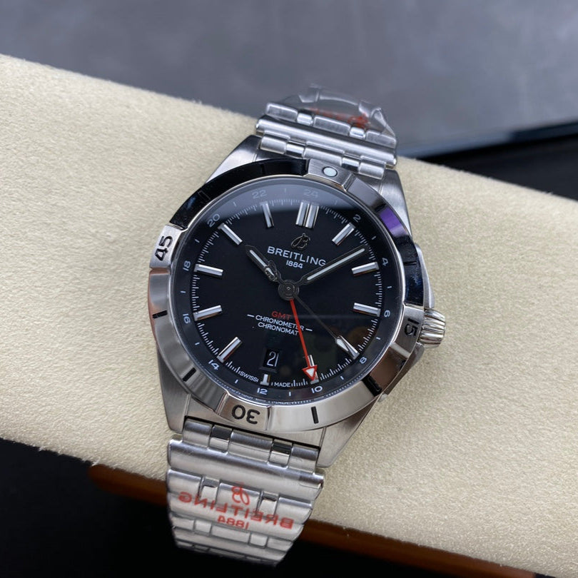 Chronomat GMT 40 SS BLS 1:1 Best Edition Black Dial on SS Bracelet A2836