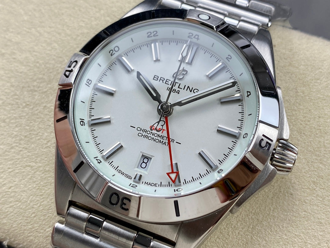 Chronomat GMT 40 SS BLS 1:1 Best Edition White Dial on SS Bracelet A2836