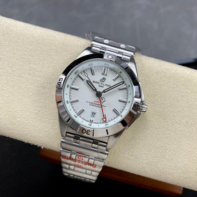 Chronomat GMT 40 SS BLS 1:1 Best Edition White Dial on SS Bracelet A2836