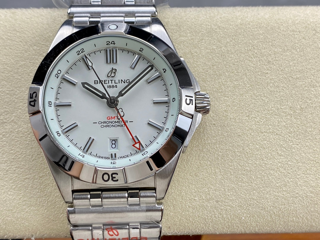 Chronomat GMT 40 SS BLS 1:1 Best Edition White Dial on SS Bracelet A2836