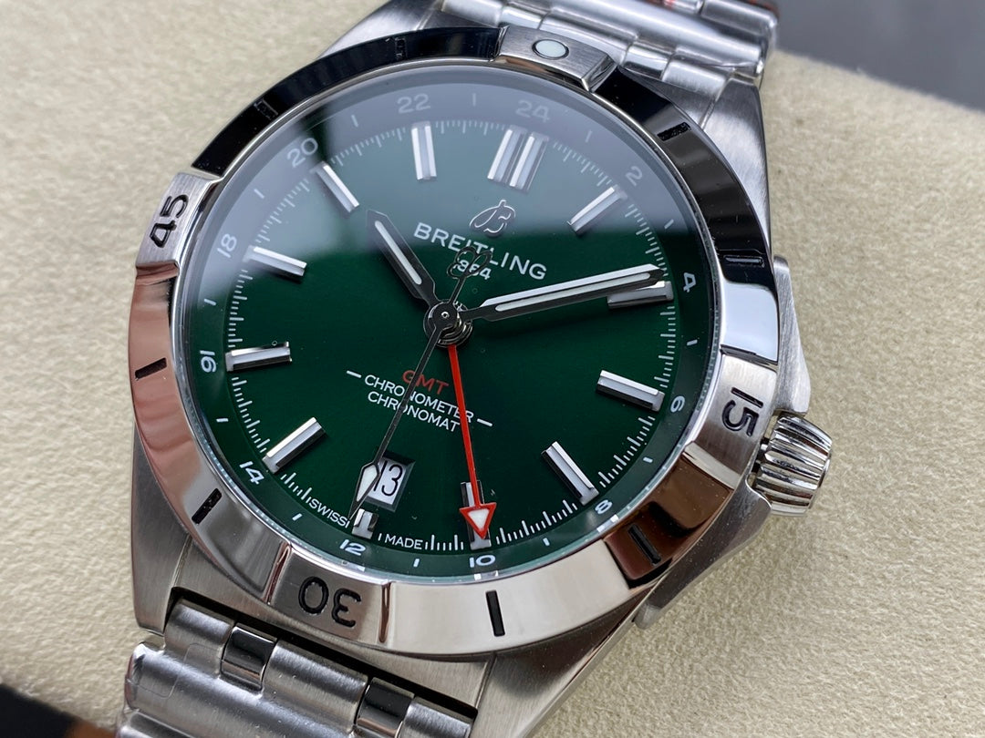 Chronomat GMT 40 SS BLS 1:1 Best Edition Deep Green Dial on SS Bracelet A2836