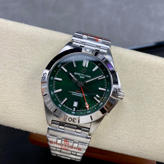 Chronomat GMT 40 SS BLS 1:1 Best Edition Deep Green Dial on SS Bracelet A2836