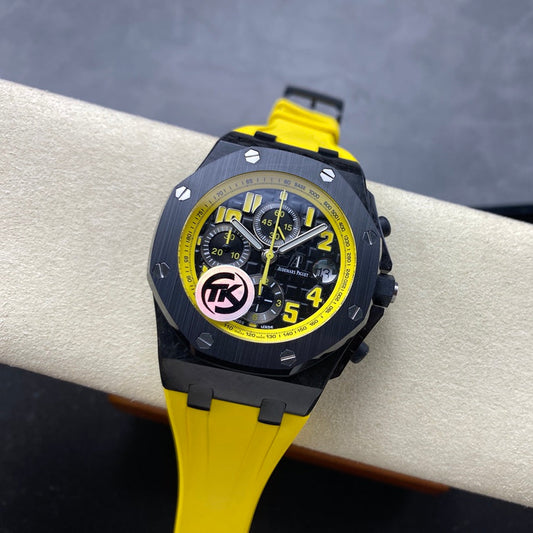 Royal Oak Offshore 'Bumble Bee' 42mm Ceramic Bezel SS TKF Best Edition Black Dial on Yellow Rubber Strap A3126