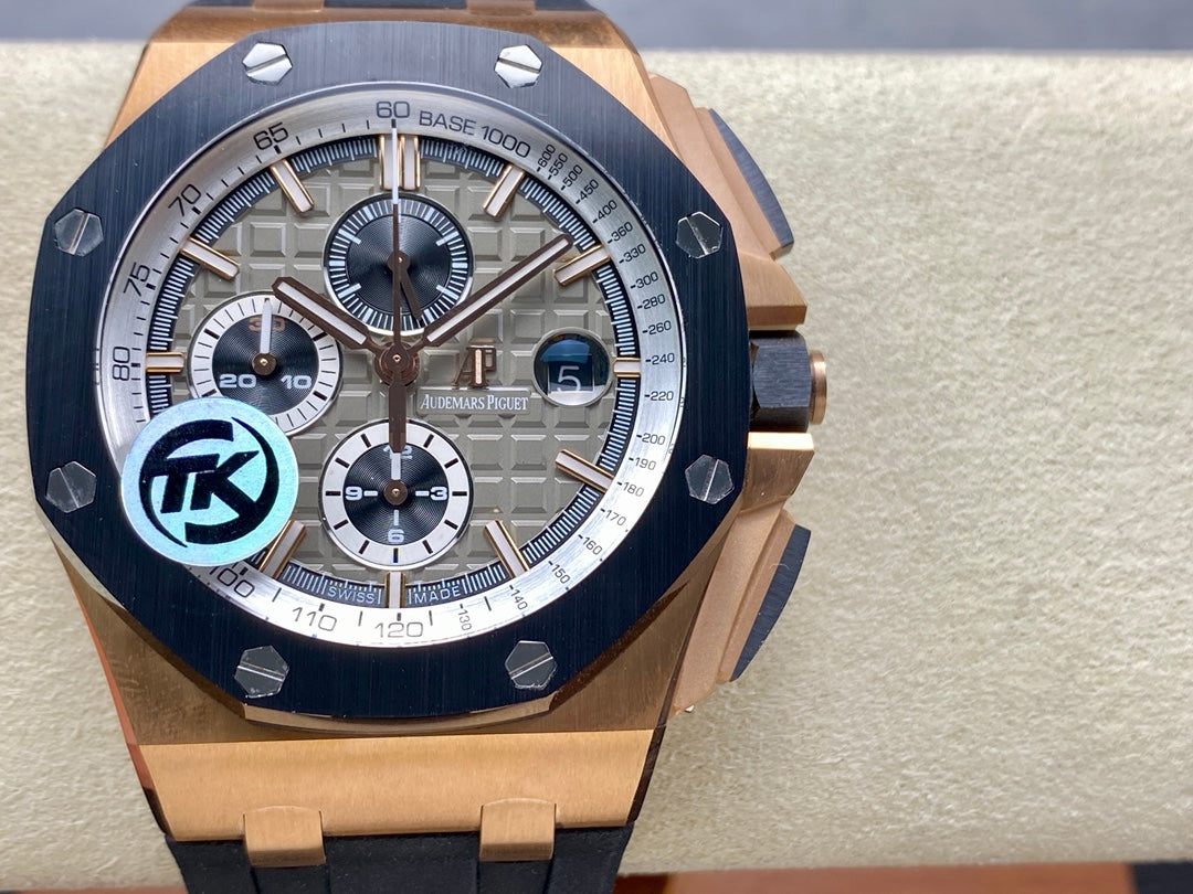 Royal Oak Offshore 44mm RG TKF 1:1 Best Edition Gray Dial on Black Rubber Strap A3126