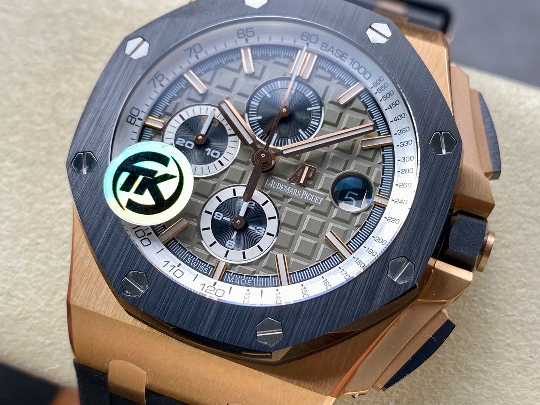 Royal Oak Offshore 44mm RG TKF 1:1 Best Edition Gray Dial on Black Rubber Strap A3126