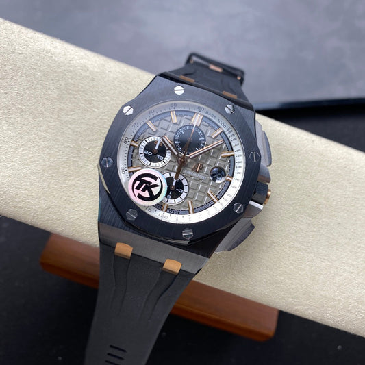 Royal Oak Offshore 44mm Black Ceramic RG TKF 1:1 Best Edition Gray Dial on Black Rubber Strap A3126