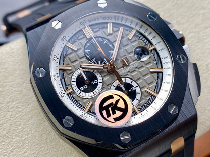 Royal Oak Offshore 44mm Black Ceramic RG TKF 1:1 Best Edition Gray Dial on Black Rubber Strap A3126